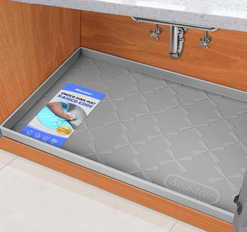 SIKADEER 34" x 22" Under Sink Mat Waterproof, Silicone Mat Kitchen Drawer Shelf and Cabinet Liner, Sink Protector for Kitchen Organizers and Storage