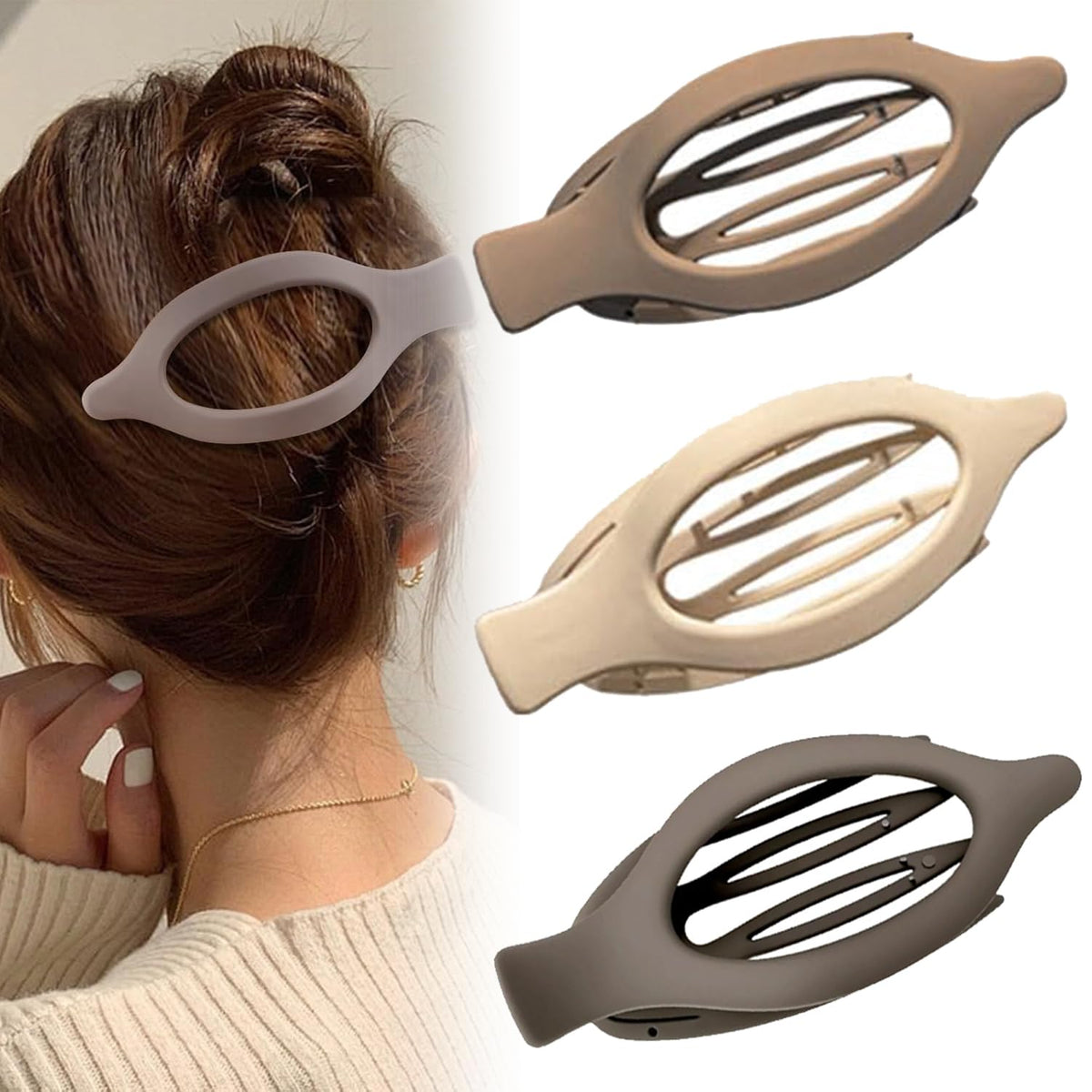 Flat Hair Clips for Women, Flat Claw Clips & Duckbill Hair Clips for Thick or Thin Hair, No-Slip Grip Hair Styling Accessories for Daily Use (Multicolor-C)