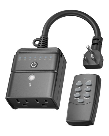 BN-LINK Outdoor Timer for Lights, 100FT Remote Control