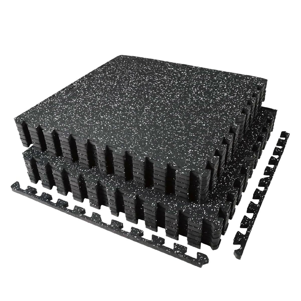 AIRHOP 0.56in Thick 48 Sq Ft Exercise Equipment Mats, 12 Tiles Upgraded Rubber Top with High Density EVA Foam, Large Interlocking Puzzle Gym Flooring for Home Gym, Heavy Weight Workout, 24 x 24in