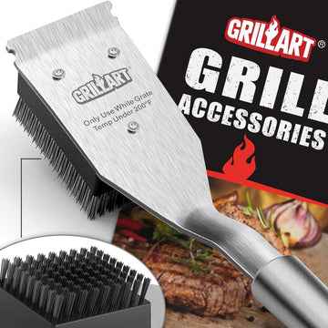GRILLART Grill Brush and Scraper, Wire BBQ Grill Brush for Outdoor Grill, 16.5” Grill Cleaning Brush BBQ Grill Accessories
