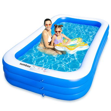 Sumbee Inflatable Pool for Kids and Adults, 120" x 72" x 22" Oversized Thickened Blow Up Family Swimming Pool