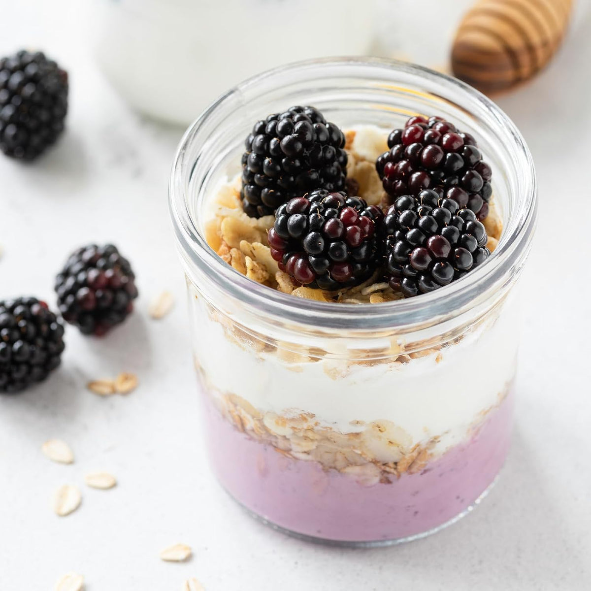 Overnight Oats Containers with Lids, 16oz Glass Jars with Lids 4 pcs, Wide Mouth Mason jars for Salad, Yogurt, Snacks, Meal Prep