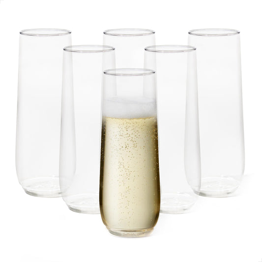 TOSSWARE POP 9oz Stemless Champagne Flute Set of 48, Premium Quality, Recyclable, Unbreakable & Crystal Clear Plastic Champagne Glasses