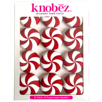 Knobēz: Red Peppermint Decorative Knob Covers Package of 12 (Red)