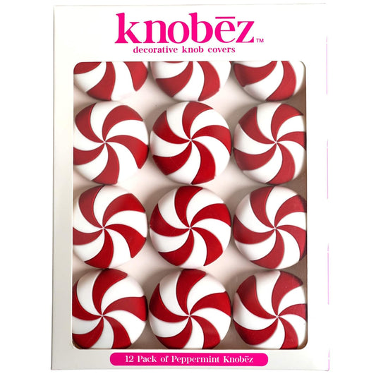 Knobēz: Red Peppermint Decorative Knob Covers Package of 12 (Red)