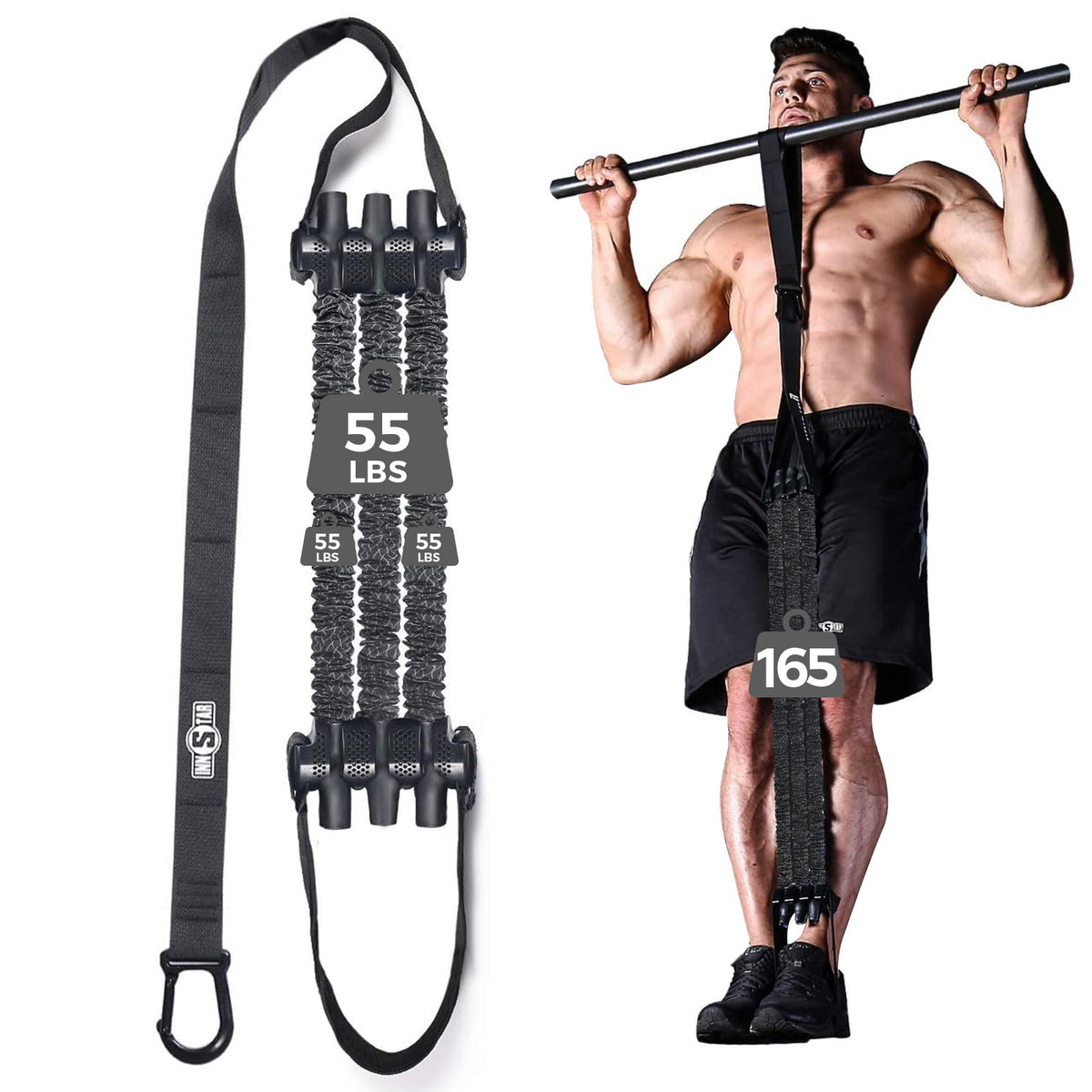 Innstar Pull Up Assistance Bands, Heavy Duty Resistance Band for Pull Up Assist, Adjustable Resistance 165-265lbs with Fabric Feet/Knee Rest, Pull Up Bands Assistance Bands
