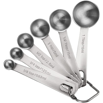 Measuring Spoons, Premium Heavy Duty Stainless Steel Measuring Spoons Cups Set, Small Tablespoon with Metric and US Measurements, Set of 6