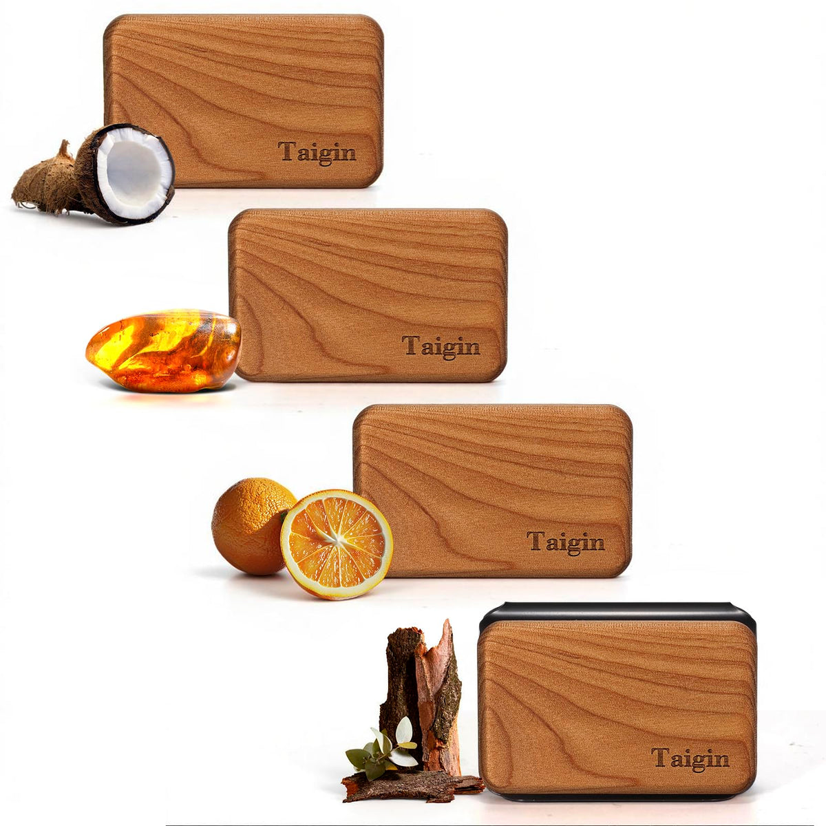 Car Air Freshener - Wood Air Freshener - Car Odor Eliminator for Visor Clip-Variety Scent Refill, Vehicle Scent Diffuser for Cabin, Truck & SUV - Pack of 4 (Teak-Amber-Cabana-Open Air)-CLIP INCLUDED