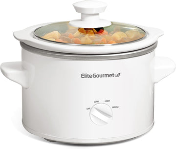 Elite Gourmet Mst-250xw Electric Slow Cooker Ceramic Pot Adjustable Temp, Entrees, Sauces, Stews & Dips, Dishwasher Safe Glass Lid & Crock