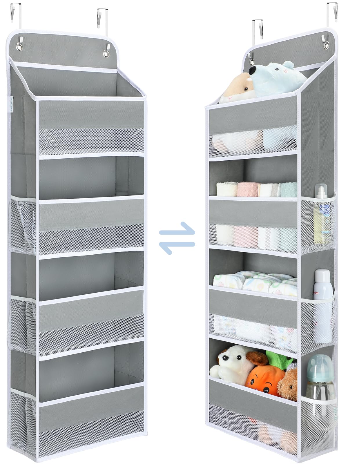 Yecaye 1 Pack Over the Door Organizer, 35.2lbs Load Toy Stuffed Animal Storage, Large Capacity Swing-proof Hanging Bathroom Organizers and Storage