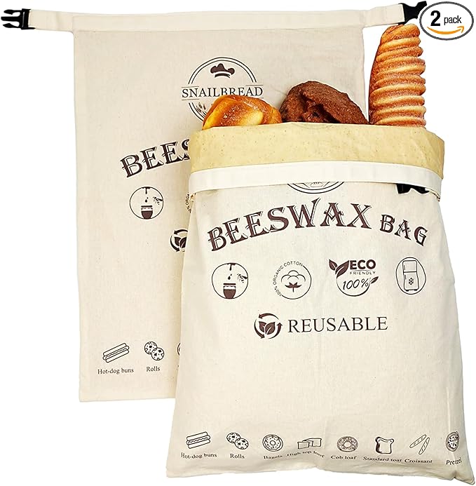 Reusable Beeswax Bread Bags for Sourdough: XL Eco-Friendly Fresh Food Storage (13x17in, 2 Pack) | Moisture Lock, Sustainable Homemade Bread Preservation | Eco Bread Freshness
