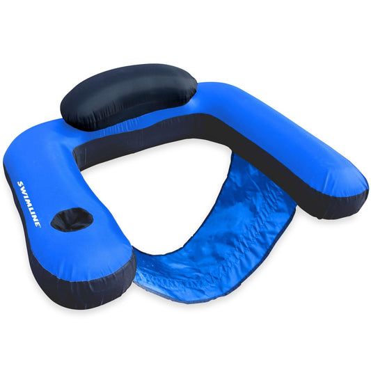 SWIMLINE Original Fabric Covered Inflatable Pool Lounger | with Comfortable Sling Seat, Back Rest, and Built in Cup Holder | for Pool, Beach, Lake, and More