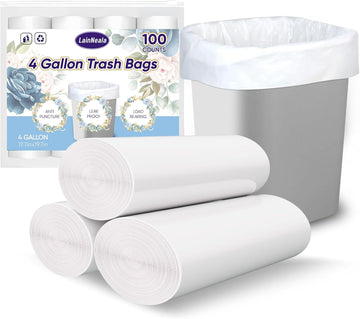 LainNeala Small Trash Bags 4 Gallon, 100 Count Small Garbage Bag Bathroom White Mini Trash Bag Trash Can Liners Unscented Small Garbage Bags