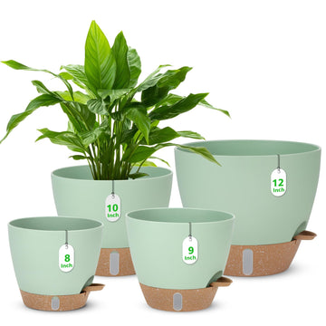 12" 10" 9" 8" Self Watering Pots with Water Level Indicator