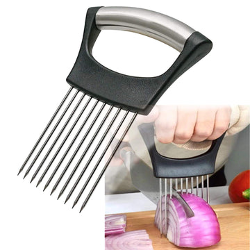 Stainless Steel Onion Holder for Slicing, Onion Slicer Holder, Onion Cutter for Slicing of Onions, Tomatoes, Avocados, Eggs and Other Vegetables