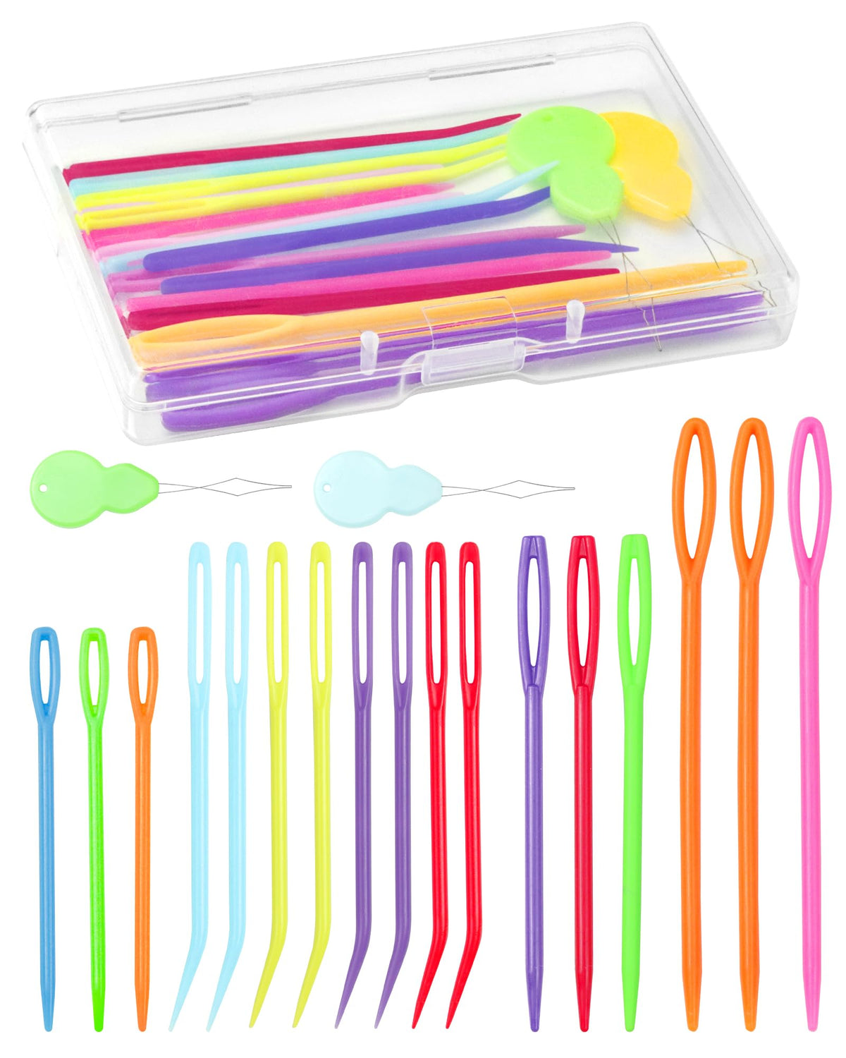 FIVEIZERO 19 Pcs Yarn Needles Set, Assorted Yarn Needles Bent Tapestry Needle Weaving Needle Darning Needles Plastic Needles Large Eye Blunt Knitting Needles for Sewing Crochet