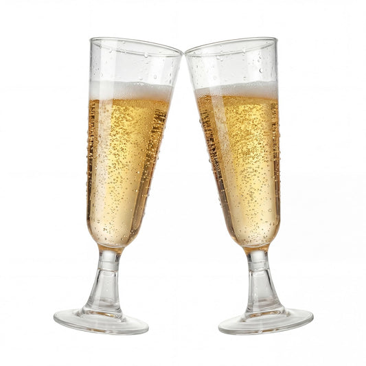 Disposable Plastic Champagne Flutes | 60 Count 5oz Clear Plastic Champagne Glasses | Bulk Wedding Pool Outdoor Party Supplies for Mimosas Toasting Celebrations
