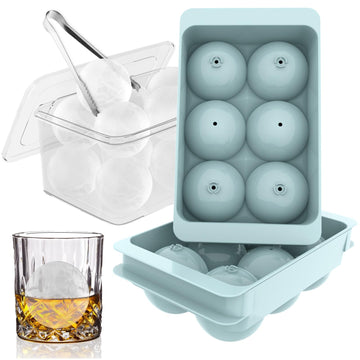 WIBIMEN Large Ice Cube Molds, Big Round Whiskey Ice Cube Trays for Freezer, Easy to Fill & Release