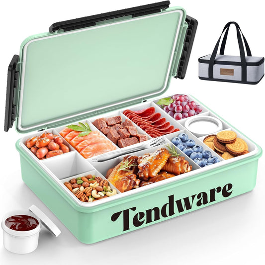 Chilled Portable Snackle Box Container Insulated Bag Keep Food Warm 12 Compartment Divided Serving Tray Reusable Ice Pack Birthday Gift Road Trip