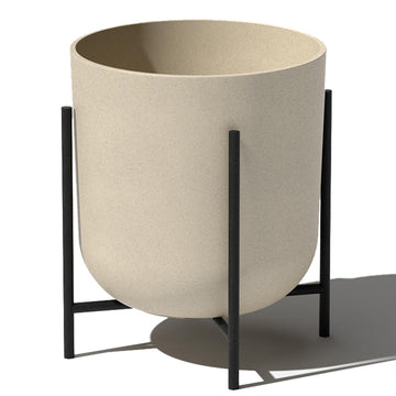 Veradek Mason Series Raised Lima Planter - Round Planter for Patio/Balcony| Plastic-Stone Composite w/Metal Plant Stand| Modern Décor for Plants