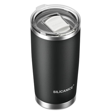 20oz Hygienic Stainless Steel Vacuum Insulated Tumbler w/ Easy-On/Easy-Off Lid - Removable slider, Double Wall 18/8 Travel Mug, BPA-Free