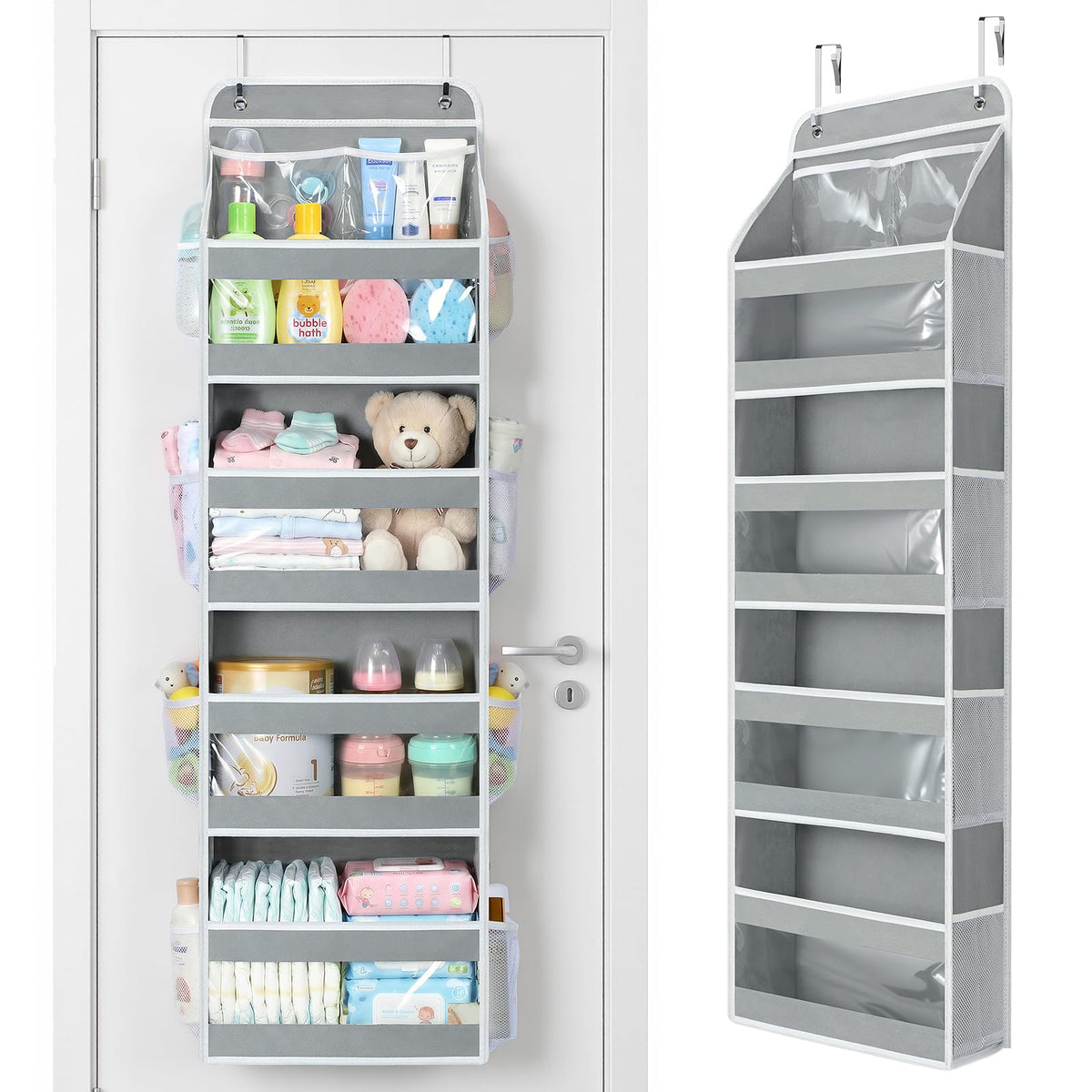 Yecaye 5 Tier Over the Door Organizer, Swing-proof Door Organizer Hanging with Clear PVC Windows