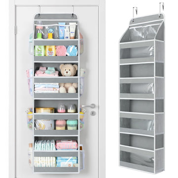 Yecaye 5 Tier Over the Door Organizer, Swing-proof Door Organizer Hanging with Clear PVC Windows