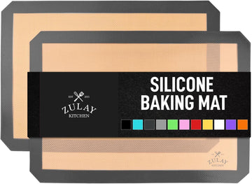 Zulay Kitchen Silicone Baking Mat Set – 2-Pack 16.5″ × 11.6″ Reusable Non-Stick Silicone Baking Sheets, Food-Safe, Heat-Resistant up to 250°F