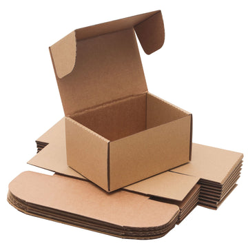 10 Pack Small Shipping Boxes 6x4x3'' Corrugated Small Cardboard Boxes for Shipping, Recyclable Packaging Boxes for Business, Mailer, Gift Packing