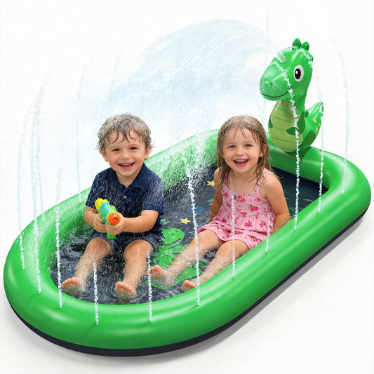 Splash Pad for Toddlers 1-3, Dinosaur Baby Pool & Water Mat for Kids, Inflatable Splash Pad Water Toys Sprinkler Outdoor Kids Pool for Toddlers, 1 Year Old Boy Birthday Gifts