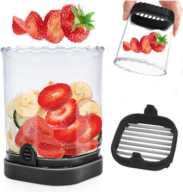 Fruit Slicer Cup, Strawberry Cutter Slicer with Stainless Blades for Egg Banana Cucumber Mushroom
