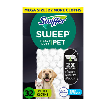 Sweep + Mop, Dry Pads Refill, Floor Cleaner for Dirt, Dust, Hair, Cleaning Cloths for Mopping Home, Bathroom, Kitchen