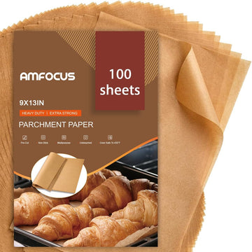 Parchment Paper Sheets, 9x13 In Non-Stick Precut Baking Parchment for Baking, Grilling, Air Fryer, Steaming, and More (Unbleached)