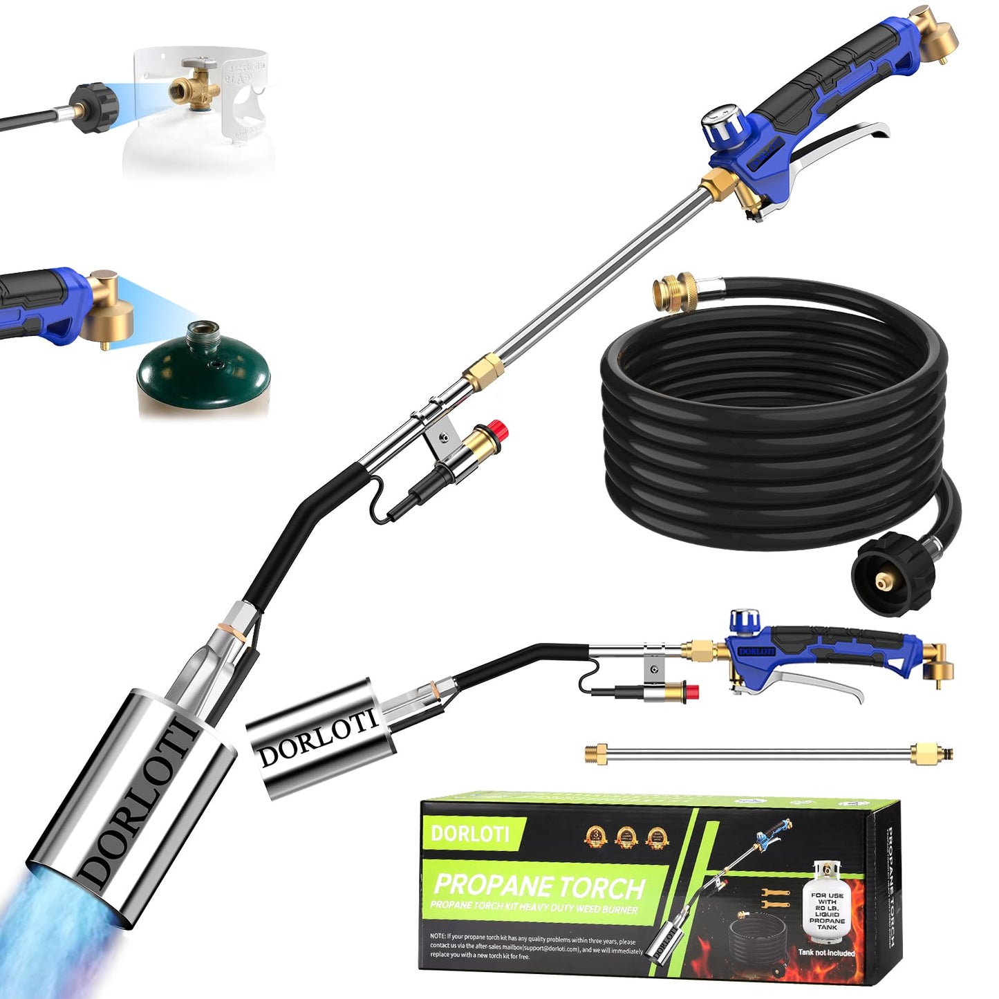 Propane Torch Weed Burner Kit, Blow Torch High Output with Self Igniter and Turbo Trigger,Heavy Duty Flamethrower with 12.5FT Hose for Weeding,Roofing,Melting Snow,Road Paint Removing