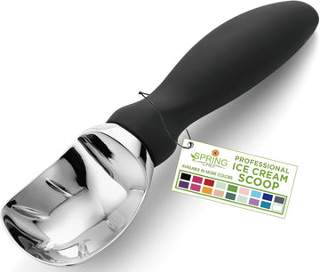 Spring Chef Heavy Duty Ice Cream Scoop with Comfortable Handle - Professional Ice Cream Scooper for Gelato, Sorbet, Cookie Dough, Melon