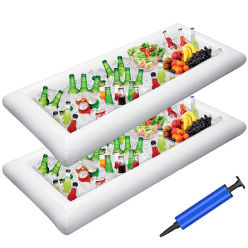 Jasonwell Inflatable Serving Bars Ice Buffet Salad Serving Trays Food Drink Holder Cooler Containers Indoor Outdoor BBQ Picnic Pool - W Drain Plug