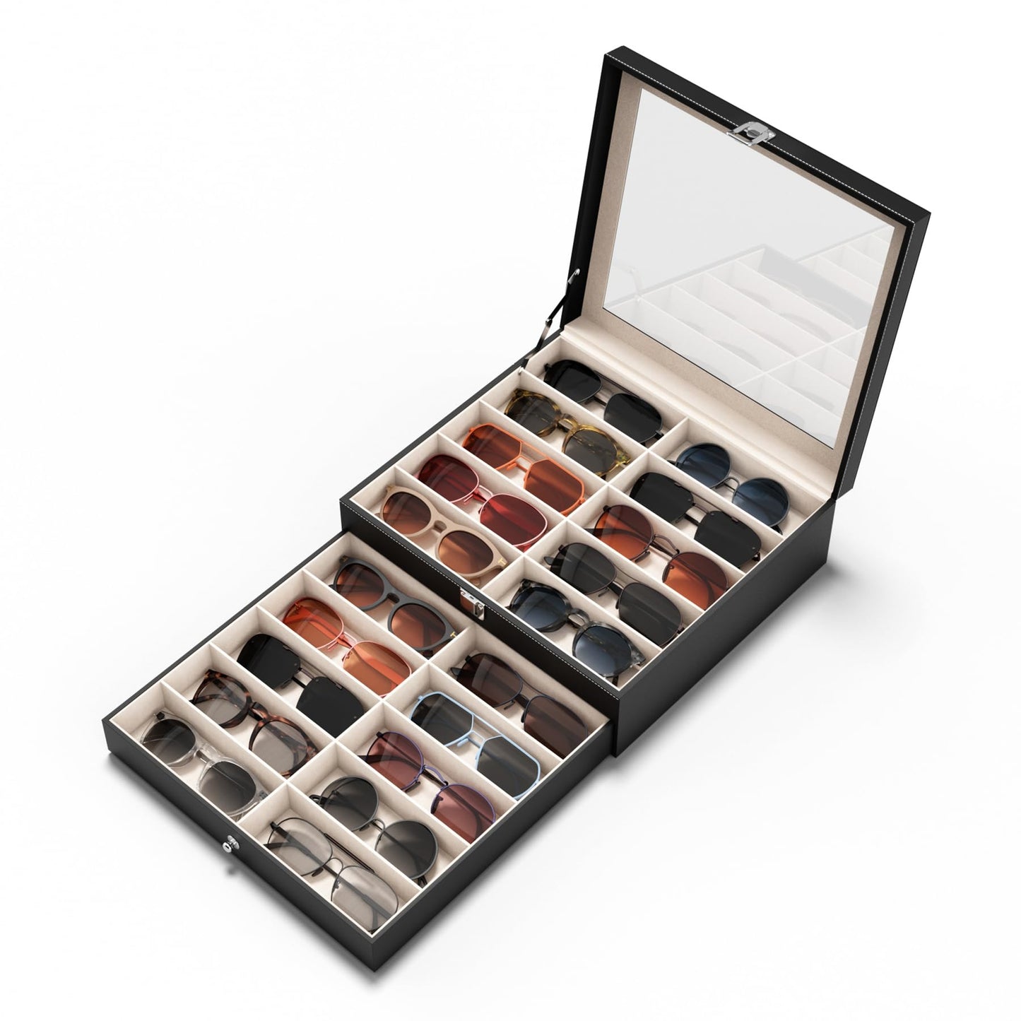 NEWLOOP 20 Slots Sunglass Organizer for Women Men Sunglasses Storage Box for Multiple Pairs of Eyeglass Holder Display Case