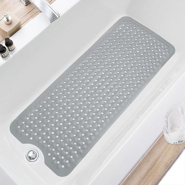 Bath Tub and Shower Mats, Non Slip 40 x 16 Inch Extra Large Bathtub Mat, Machine Washable Bathmat with Drain Holes, Suction Cups for Bathroom Floor