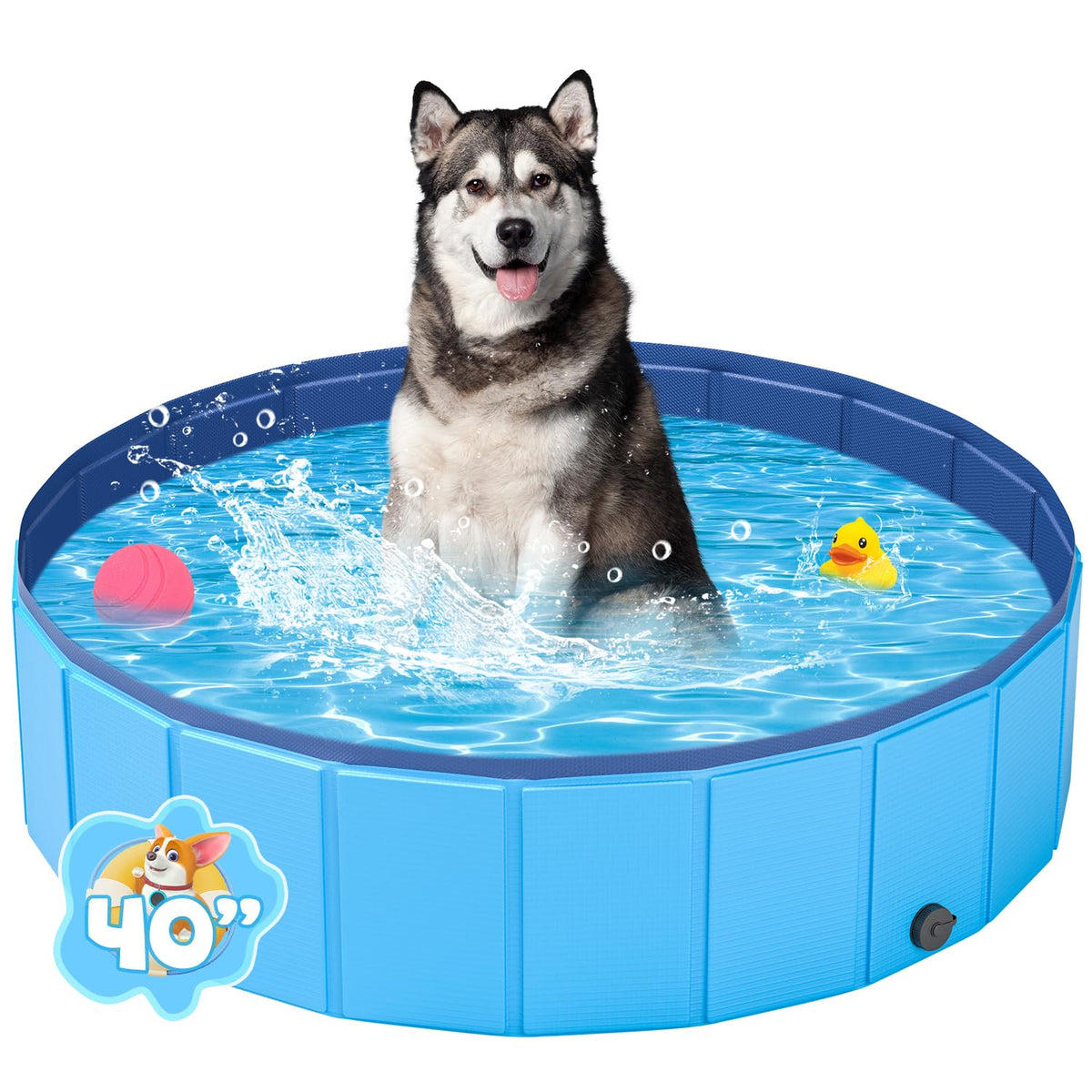 YSJILIDE Portable Dog Pool PVC Pet Swimming Bathtub Collapsible Hard Plastic Pool for Pets to Swim and Bath (M-40"x 12" Blue)
