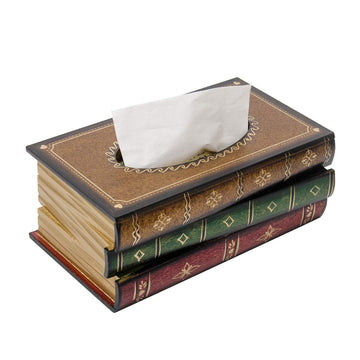 Crafted Classical Retro Wooden Antique Book Tissue Box Cover Rectangular Tissue Holder Dispenser Paper Cover Case Napkin Holder Home Decor