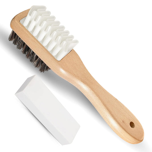 Suede Brush and Eraser, Suede Shoe Cleaner with Crepe & Brass Bristle Brush and Suede Eraser, Safe Effectively Solves Stubborn Stains on Sneaker Leather, Suede, Nubuck Care