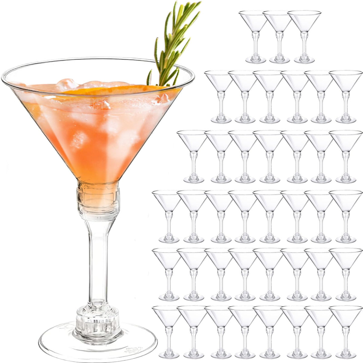CALBODE 40 Pack Plastic Martini Glasses 5 Oz Disposable Cocktail Glasses, Tall Mini Martini Cups, Plastic Margarita Glasses Perfect for Spring Party Birthday Wedding Easter and All Events