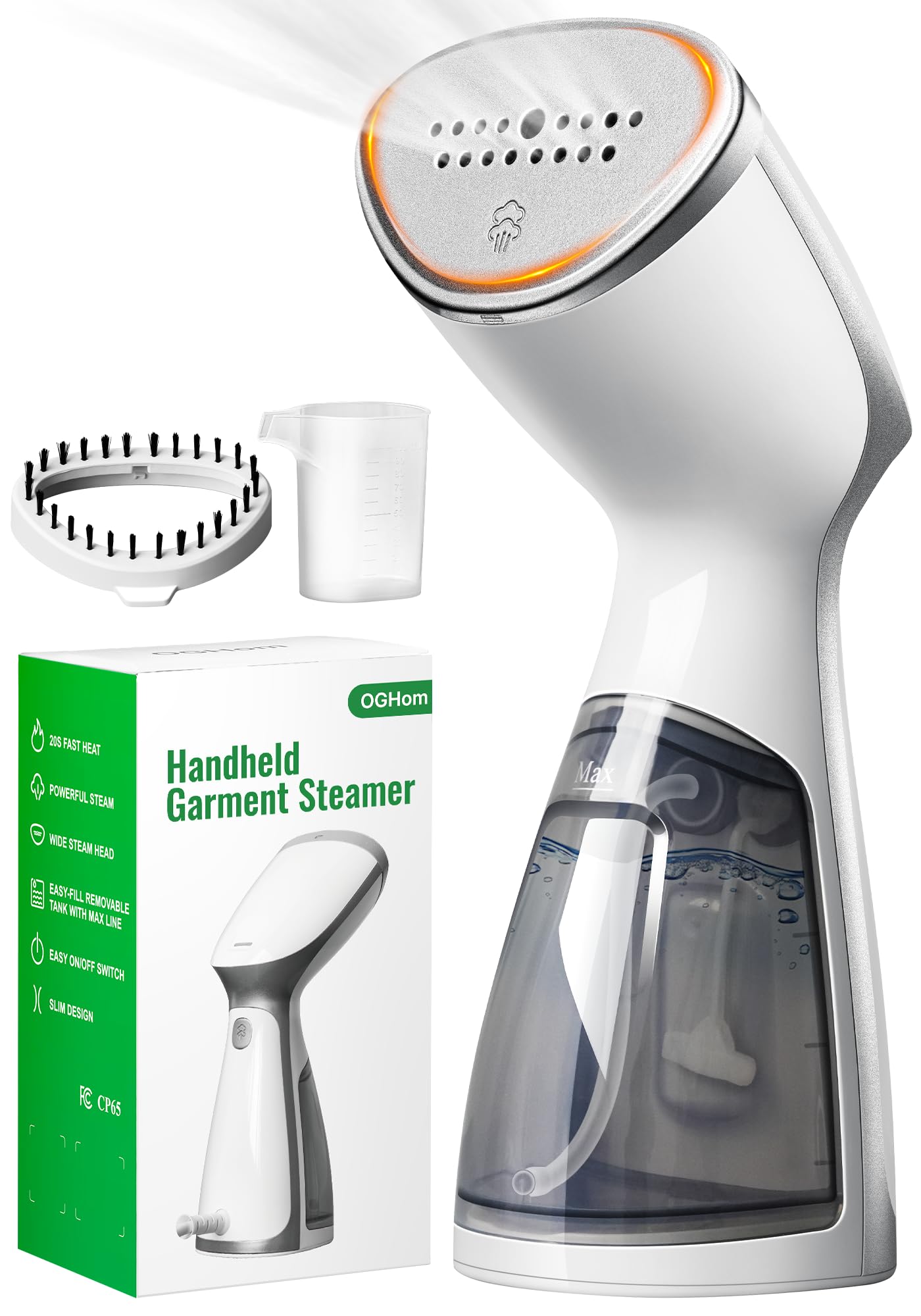 OGHom Portable Travel Handheld Steamer for Clothes, Garment Wrinkle Remover, 1000W Strong Penetrating Fabric Steamer, for Home, Office, Travel (ONLY FOR 120V) -White