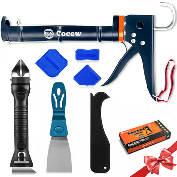 Caulk Gun Kit, Smooth Silicone Caulking Gun and Caulk Remover Tool, Sealant Finishing Tool Grout Scraper for Kitchen Bathroom Window Sink Joint