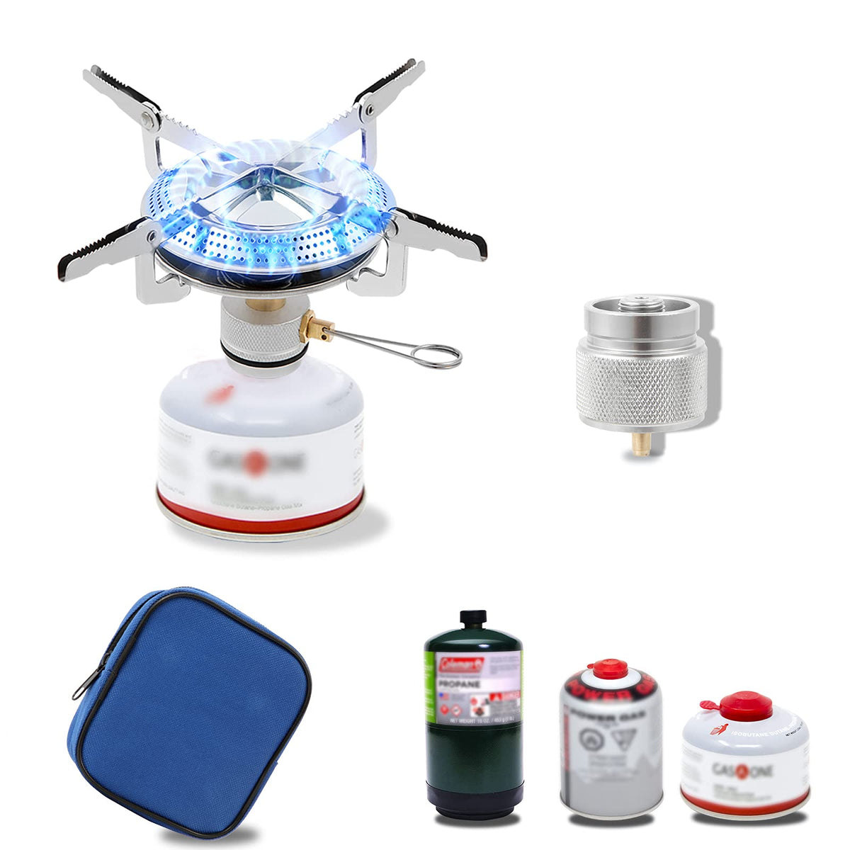 Caudblor Camping Stove with Butane Adapter - Lightweight Backpacking Stove for Hiking & Travel