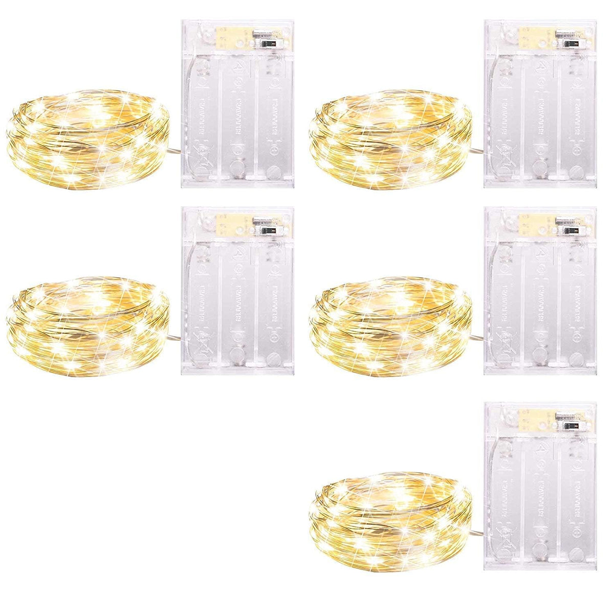 Minetom 5 Pack Fairy Lights Battery Operated, 7Ft 20 LED String Lights
