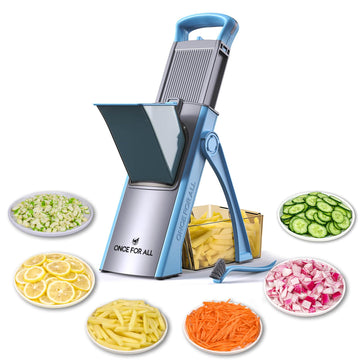 Once For All Safe Mandoline Slicer Plus, Biger Size, Adjustable Vegetable Food Chopper Potato Fries Cutter, Detachable Blade