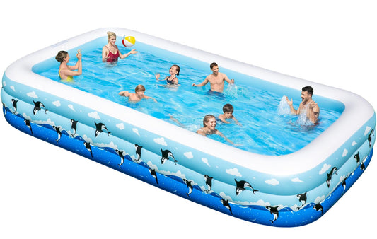 Inflatable Pool 145" x 74" x 22" Large Swimming Pool for Adults & Kids, Oversized Blow Up Pool for Family, Durable Thickened Backyard Kiddie Pool for Outdoor, Garden