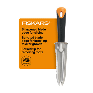 Fiskars Steel Garden Knife, Multi-Purpose Weed Puller Gardening Tool for Planting, Weeding, Digging, and Cultivating with Hanging Hole